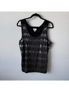 Vintage black and silver sequin tank top